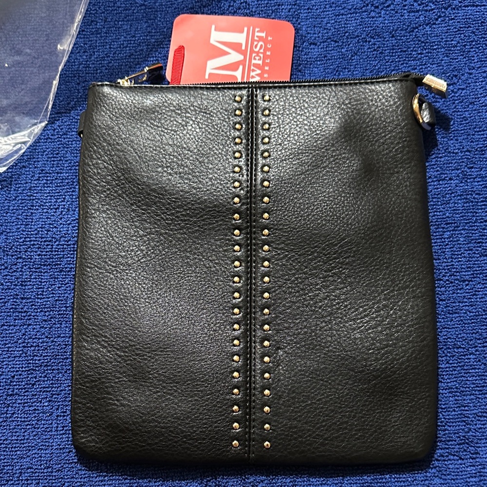Montana West Black Pebbled Crossbody with Gold Accents